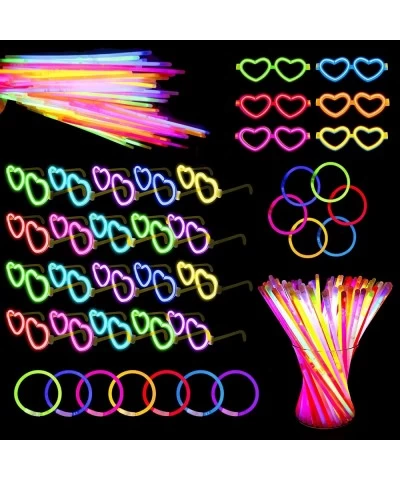 Glow Party Pack with 100 Glow Sticks 20 PCS Glasses Mode & Connectors (for 20 Glow Heart Glasses & 60 Bracelets) Neon Party F...