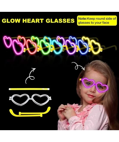 Glow Party Pack with 100 Glow Sticks 20 PCS Glasses Mode & Connectors (for 20 Glow Heart Glasses & 60 Bracelets) Neon Party F...