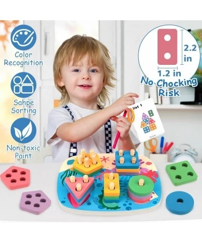 Montessori Toys for 1 2 Year Old - Toddler Wooden Sorting and Stacking Toys for Boys & Girls - Shape Sorter Color Recognition...