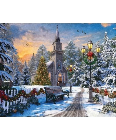 1000 Piece Jigsaw Puzzle Holiday Church - Made in USA $34.57 Jigsaw Puzzles