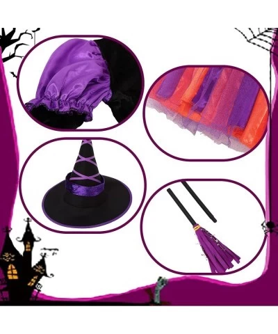 Halloween Light Up Witch Costume for Girls Halloween Witch Girls for Party with Light Up Skirt Hat and Broom $40.32 Kids' Cos...