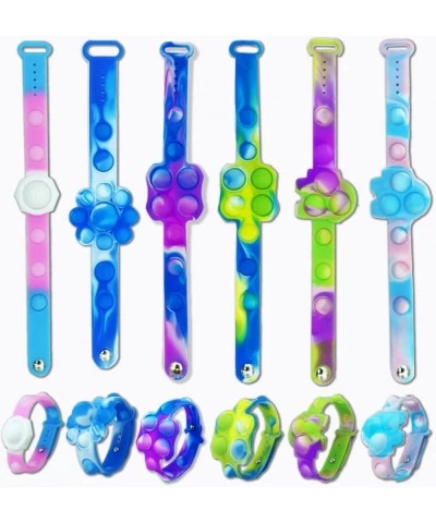 6 Pcs Pop Fidget Bracelets Stress Relief Toys Sets Durable and Adjustable Multiple Styles Sensory Toy for Adults and Kids (6P...