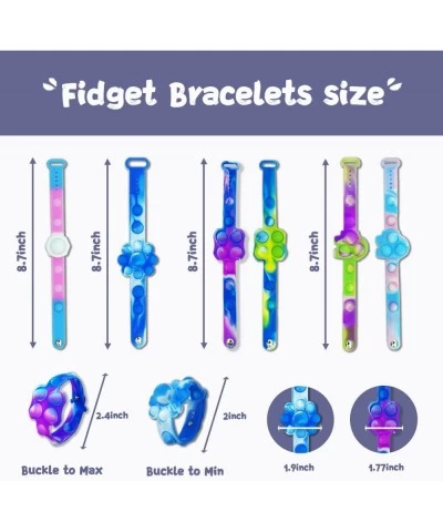 6 Pcs Pop Fidget Bracelets Stress Relief Toys Sets Durable and Adjustable Multiple Styles Sensory Toy for Adults and Kids (6P...