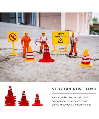 10Pcs Mini Plastic Road Cones Traffic Street Signs Playset Toy Traffic Signal Traffic Barriers Early Education Toy for Toddle...