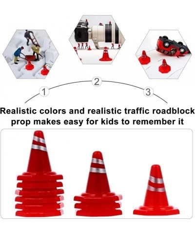 10Pcs Mini Plastic Road Cones Traffic Street Signs Playset Toy Traffic Signal Traffic Barriers Early Education Toy for Toddle...