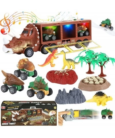 Dinosaur Toy Truck for Kids Dinosaur Transport Truck Toy with Sounds Lights Pull Back Car Toys Dinosaur Toys Car for Kids 3-5...