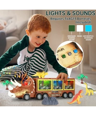 Dinosaur Toy Truck for Kids Dinosaur Transport Truck Toy with Sounds Lights Pull Back Car Toys Dinosaur Toys Car for Kids 3-5...