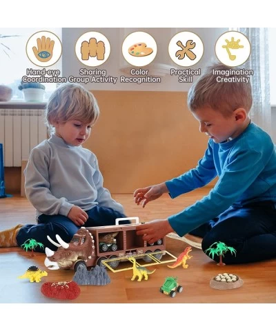 Dinosaur Toy Truck for Kids Dinosaur Transport Truck Toy with Sounds Lights Pull Back Car Toys Dinosaur Toys Car for Kids 3-5...