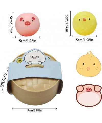 6pcs Bun Squeezing Stress Ball Dumpling Squishy Stress Ball Food Dough Hand Relief Toys Ball Simulation Pig Chick Animal Shap...