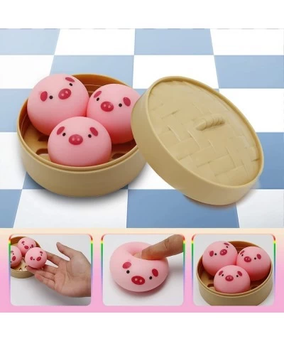 6pcs Bun Squeezing Stress Ball Dumpling Squishy Stress Ball Food Dough Hand Relief Toys Ball Simulation Pig Chick Animal Shap...