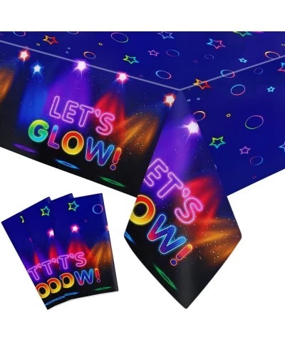 Glow Party Table Covers Neon Party Tablecloths Glow in The Dark Party Tablecloth Disposable Glow Neon Table Cloth for Black L...