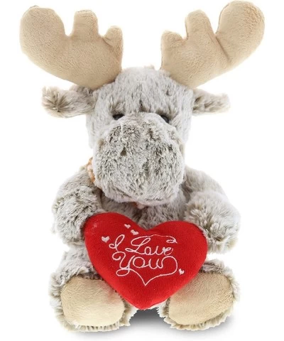 I Love You Sitting Moose Plush – Cute Stuffed Animal with Red Heart Message and Name Personalization for Valentine Anniversar...