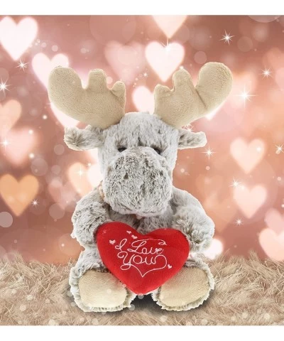 I Love You Sitting Moose Plush – Cute Stuffed Animal with Red Heart Message and Name Personalization for Valentine Anniversar...