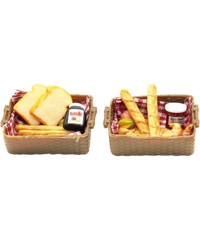 2 Pcs 1/12 Miniature Breakfast Set Bread Basket Mini Fake Food Model for Mini House Kitchen Outdoor Garden Picnic Cake Party ...