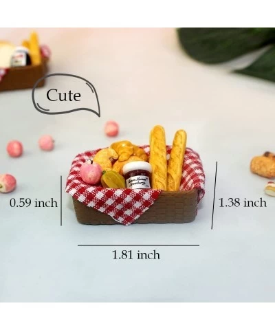 2 Pcs 1/12 Miniature Breakfast Set Bread Basket Mini Fake Food Model for Mini House Kitchen Outdoor Garden Picnic Cake Party ...