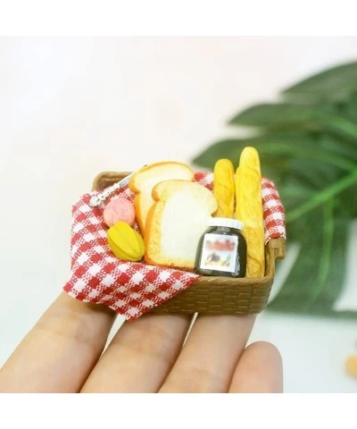 2 Pcs 1/12 Miniature Breakfast Set Bread Basket Mini Fake Food Model for Mini House Kitchen Outdoor Garden Picnic Cake Party ...