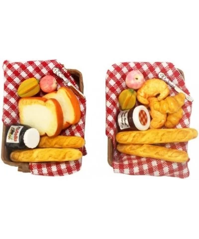 2 Pcs 1/12 Miniature Breakfast Set Bread Basket Mini Fake Food Model for Mini House Kitchen Outdoor Garden Picnic Cake Party ...