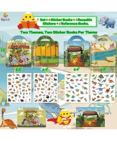 4Pack Sticker Books for Kids 2-4 Reusable Sticker Book Stickers for Toddlers 2-4 Years Toddler Stickers Books Set Include Din...