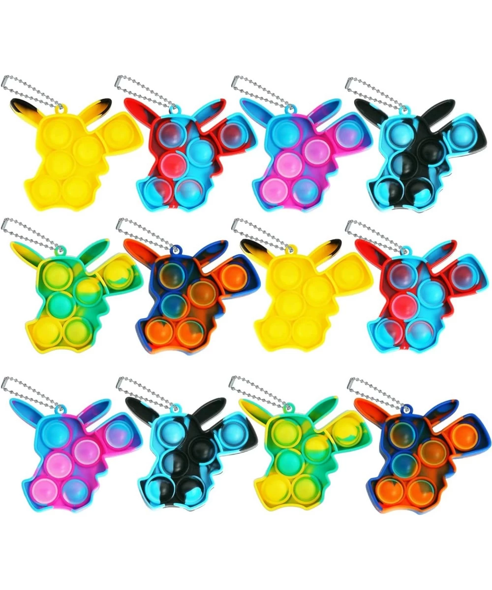 12Pcs Mini Push pop Bubble Sensory Fidget Toys Mini pop Toys pop Keychain Mini pop Anti-Anxiety Silicone Squeeze Stress Relie...