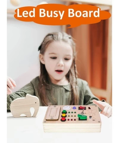 Busy Board Montessori Toys for 1 Year Old Led Button Push Toys Light Switch Preschool Learning Toys Wooden Sensory Toys for T...