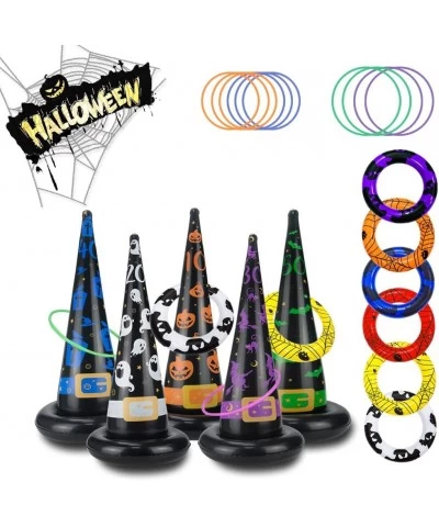 Halloween Toys Games Inflatable Witch Hat Ring Toss Set Throwing Hat Ring Halloween Party Scoring Games School Carnival Obsta...