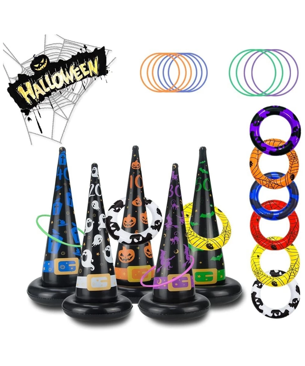 Halloween Toys Games Inflatable Witch Hat Ring Toss Set Throwing Hat Ring Halloween Party Scoring Games School Carnival Obsta...