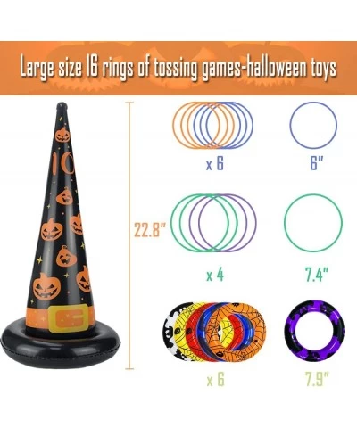 Halloween Toys Games Inflatable Witch Hat Ring Toss Set Throwing Hat Ring Halloween Party Scoring Games School Carnival Obsta...