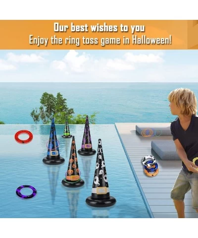 Halloween Toys Games Inflatable Witch Hat Ring Toss Set Throwing Hat Ring Halloween Party Scoring Games School Carnival Obsta...