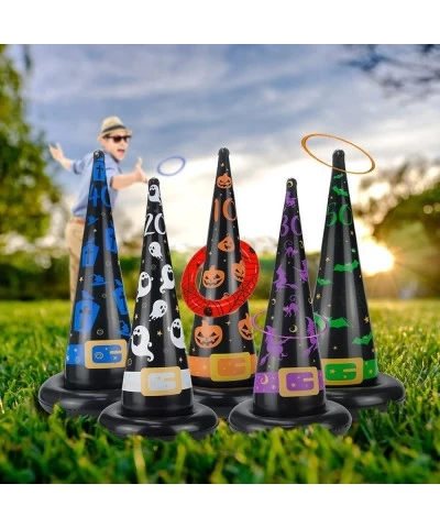 Halloween Toys Games Inflatable Witch Hat Ring Toss Set Throwing Hat Ring Halloween Party Scoring Games School Carnival Obsta...