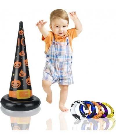 Halloween Toys Games Inflatable Witch Hat Ring Toss Set Throwing Hat Ring Halloween Party Scoring Games School Carnival Obsta...