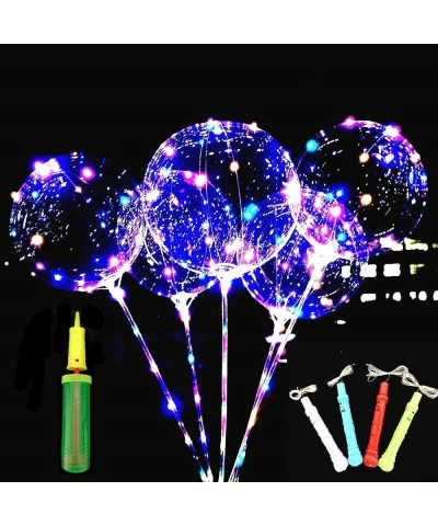 LED Light Up Bobo Balloons with Sticks 6 Packs Flashing Handles 20 Inches Transparent Bubble Balloons 70 cm Sticks Event Birt...