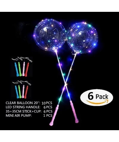 LED Light Up Bobo Balloons with Sticks 6 Packs Flashing Handles 20 Inches Transparent Bubble Balloons 70 cm Sticks Event Birt...