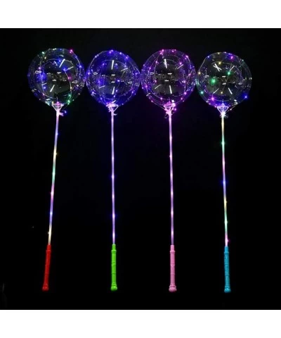 LED Light Up Bobo Balloons with Sticks 6 Packs Flashing Handles 20 Inches Transparent Bubble Balloons 70 cm Sticks Event Birt...