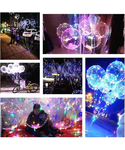 LED Light Up Bobo Balloons with Sticks 6 Packs Flashing Handles 20 Inches Transparent Bubble Balloons 70 cm Sticks Event Birt...