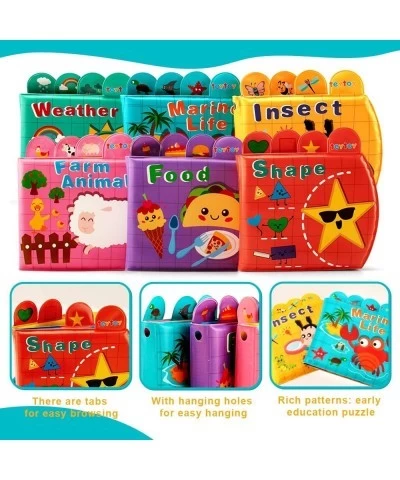 My First Baby Bath Books Nontoxic Soft Baby Teething Books Baby Learning Toys for Toddlers 6 Packs Waterproof Floating Plasti...