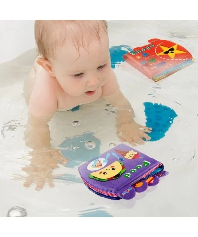 My First Baby Bath Books Nontoxic Soft Baby Teething Books Baby Learning Toys for Toddlers 6 Packs Waterproof Floating Plasti...