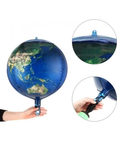 10 Pieces 22 Inch Earth Globe Balloons Sphere World Map Foil Balloons Planet 4D Round Globe Balloons and 2 Rolls Ribbons for ...