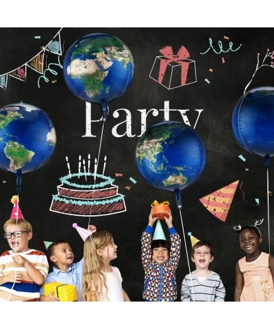 10 Pieces 22 Inch Earth Globe Balloons Sphere World Map Foil Balloons Planet 4D Round Globe Balloons and 2 Rolls Ribbons for ...