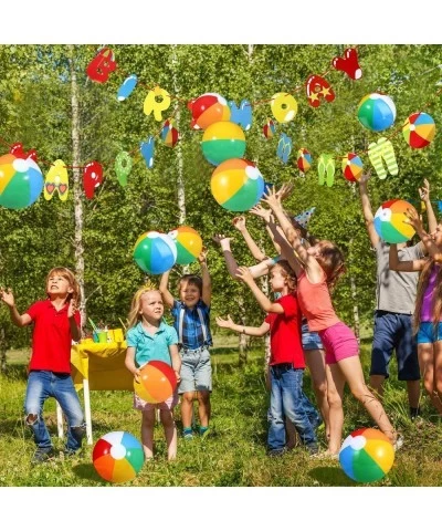 Beach Ball Happy Birthday Party Kit Include 10 Pieces Inflatable Beach Balls Rainbow Color Beach Balls and Beach Ball Happy B...