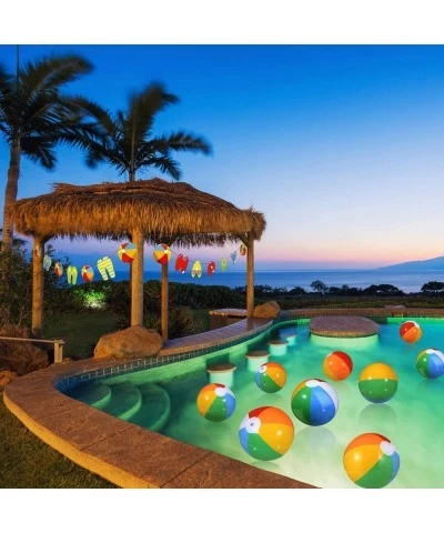 Beach Ball Happy Birthday Party Kit Include 10 Pieces Inflatable Beach Balls Rainbow Color Beach Balls and Beach Ball Happy B...