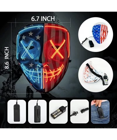 2psc Halloween Scary Led American Mask EL Wire Light up Mask for Cosplay Carnival Festival Costume Masquerade Party $40.71 Ki...