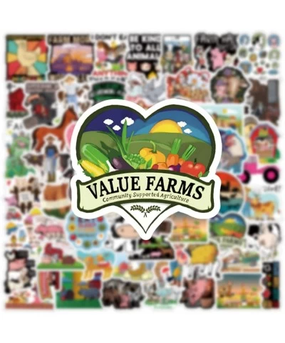 62Pcs Farm Animal Stickers Pack Cute Aesthetic Vinyl Waterproof Sticker Decals for Water Bottle Laptop Phone Skateboard Scrap...