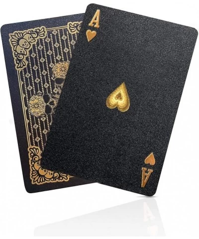 Diamond Waterproof Black Playing Cards Poker Cards HD Deck of Cards (Sliver Skull) $15.09 Card Games