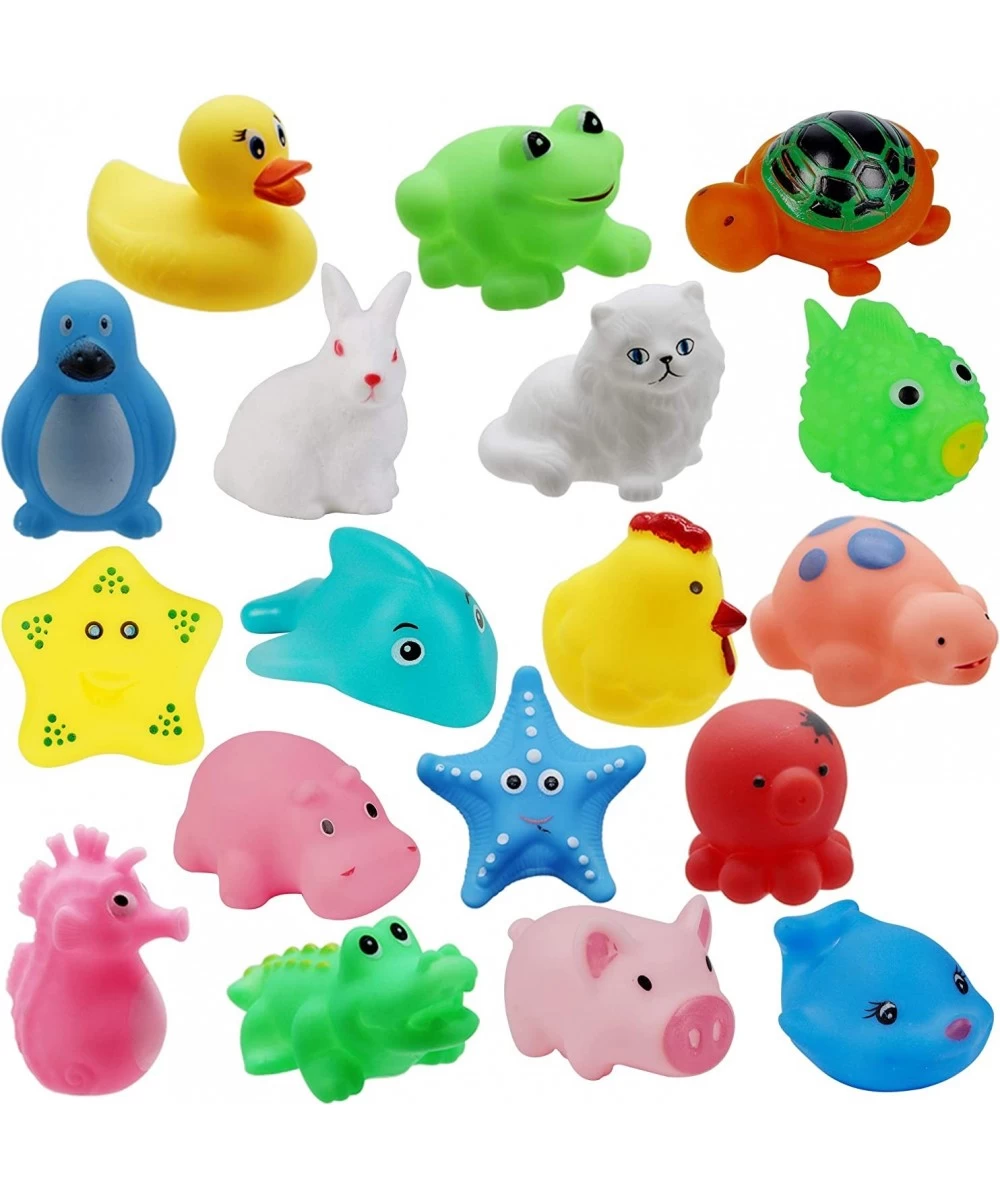 Happy Trees 18 Pack Animals Squeak Bath Toy Set for Toddlers Kids Colorful Assorted Characters $20.61 Bathtub Toys