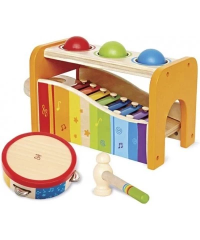 Pound Tap & Shake! Music Set - Award Winning Wooden Pounding Bench Baby Xylophone and Tap Along Tambourine - Developmental No...