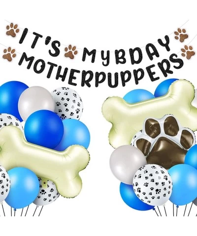 37 Pieces Dog Birthday Party Decorations Dog Birthday Banner Bone Shaped Balloons Dog Print Balloon for Dog Birthday Party Su...