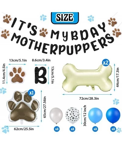 37 Pieces Dog Birthday Party Decorations Dog Birthday Banner Bone Shaped Balloons Dog Print Balloon for Dog Birthday Party Su...