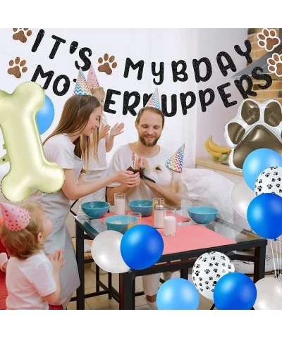 37 Pieces Dog Birthday Party Decorations Dog Birthday Banner Bone Shaped Balloons Dog Print Balloon for Dog Birthday Party Su...