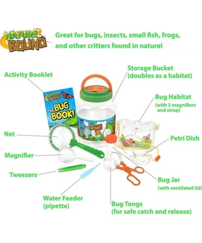 Bug Catcher with Habitat Bucket and 7 Piece Nature Exploration Set - Includes Critter Box Activity Booklet Net Magnifier Twee...