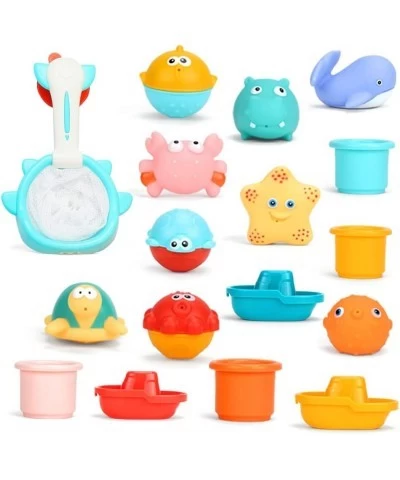 Bath Toy Set Beach Toys Toddler Bathtub Bath Toys Floating Animal Toys for Kids Pool Toys for Babies 2-4 Years Old (17 Piece ...